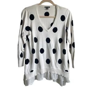 Chelsea & Theodore Women Sweater‎ 2X Cream Beaded Blouse Tier Hem Dressy Cozy